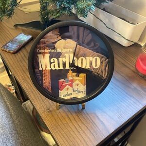 Marlboro Retro Style Clock with Red and Gold Accents